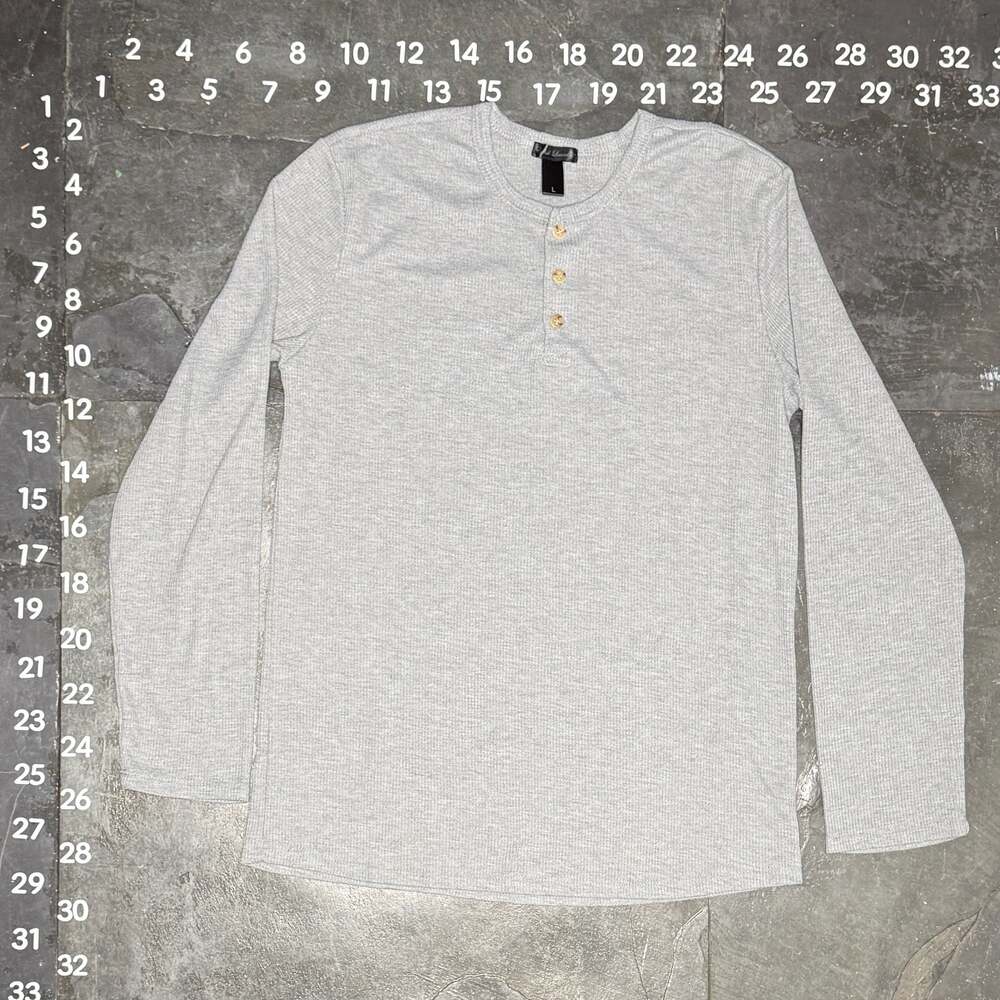 English Laundry Men's Long Sleeve Waffle Knit Thermal Henley Shirt Grey